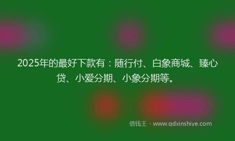 2025年的最好下款有：随行付、白象商城、臻心贷、小爱分期、小象分期等。