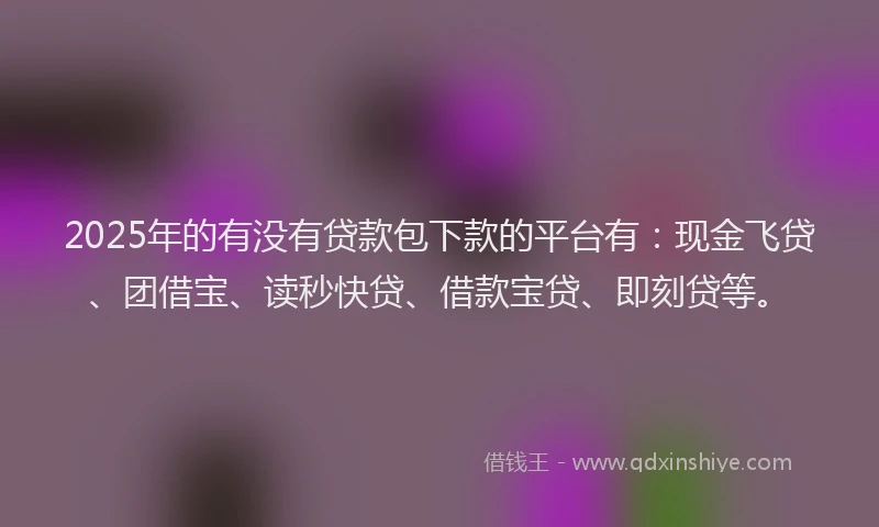 2025年的有没有贷款包下款的平台有：现金飞贷、团借宝、读秒快贷、借款宝贷、即刻贷等。