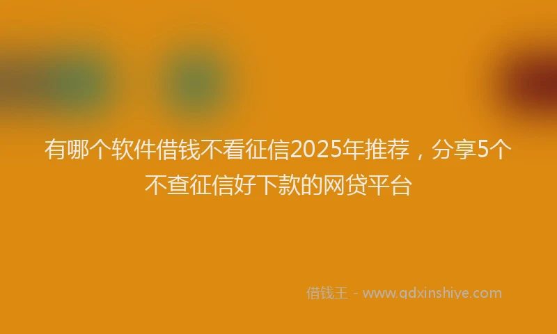 有哪个软件借钱不看征信2025年推荐，分享5个不查征信好下款的网贷平台