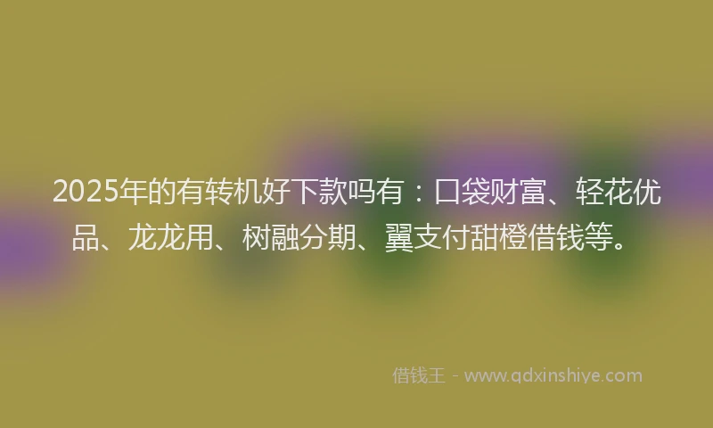 2025年的有转机好下款吗有：口袋财富、轻花优品、龙龙用、树融分期、翼支付甜橙借钱等。