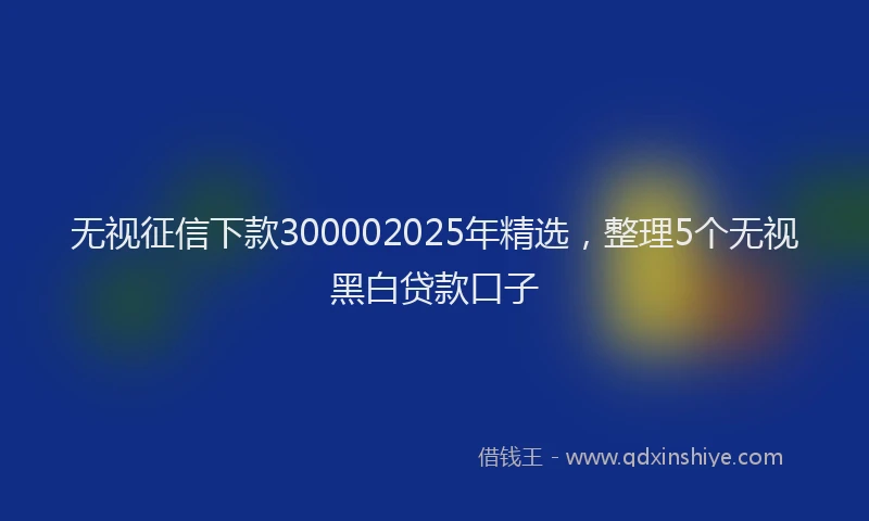 无视征信下款300002025年精选，整理5个无视黑白贷款口子