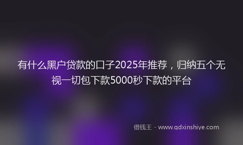 有什么黑户贷款的口子2025年推荐，归纳五个无视一切包下款5000秒下款的平台