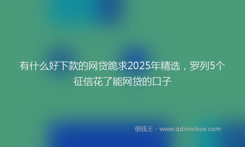 有什么好下款的网贷跪求2025年精选，罗列5个征信花了能网贷的口子