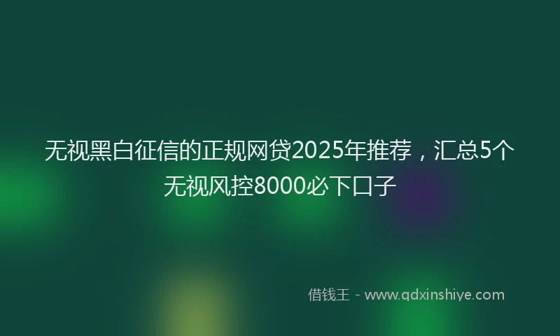 无视黑白征信的正规网贷2025年推荐，汇总5个无视风控8000必下口子