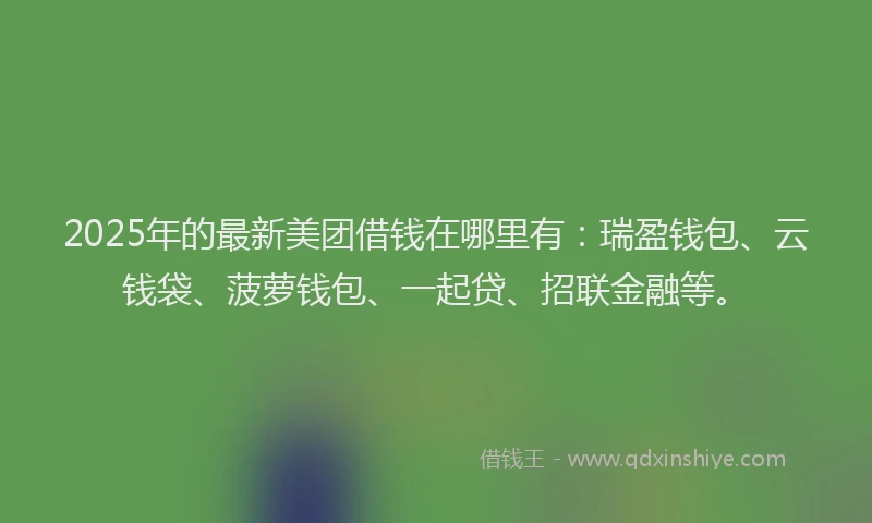 2025年的最新美团借钱在哪里有：瑞盈钱包、云钱袋、菠萝钱包、一起贷、招联金融等。