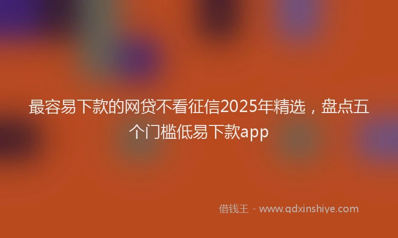 最容易下款的网贷不看征信2025年精选，盘点五个门槛低易下款app