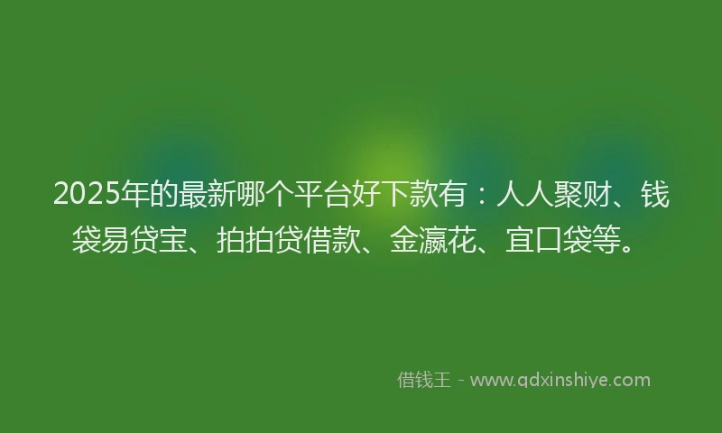 2025年的最新哪个平台好下款有：人人聚财、钱袋易贷宝、拍拍贷借款、金瀛花、宜口袋等。