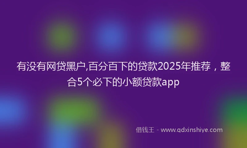 有没有网贷黑户,百分百下的贷款2025年推荐，整合5个必下的小额贷款app