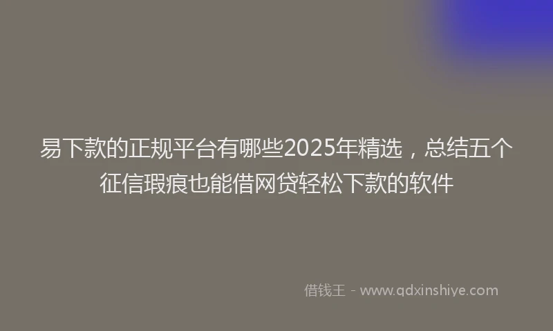 易下款的正规平台有哪些2025年精选，总结五个征信瑕疵也能借网贷轻松下款的软件