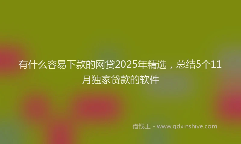 有什么容易下款的网贷2025年精选，总结5个11月独家贷款的软件