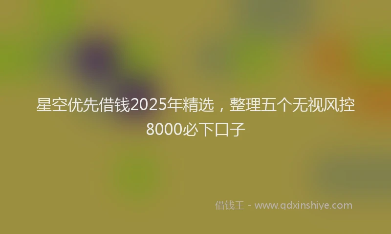 星空优先借钱2025年精选，整理五个无视风控8000必下口子