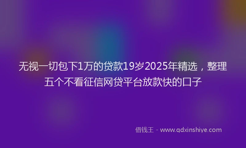 无视一切包下1万的贷款19岁2025年精选，整理五个不看征信网贷平台放款快的口子