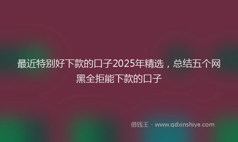 最近特别好下款的口子2025年精选，总结五个网黑全拒能下款的口子