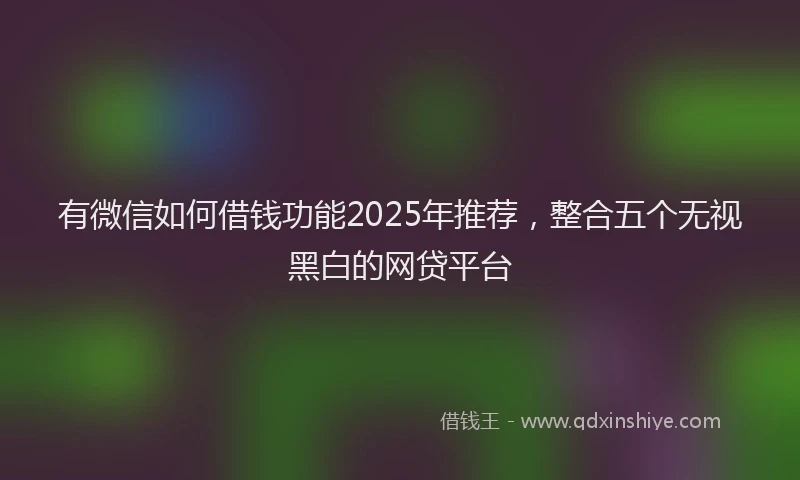 有微信如何借钱功能2025年推荐，整合五个无视黑白的网贷平台
