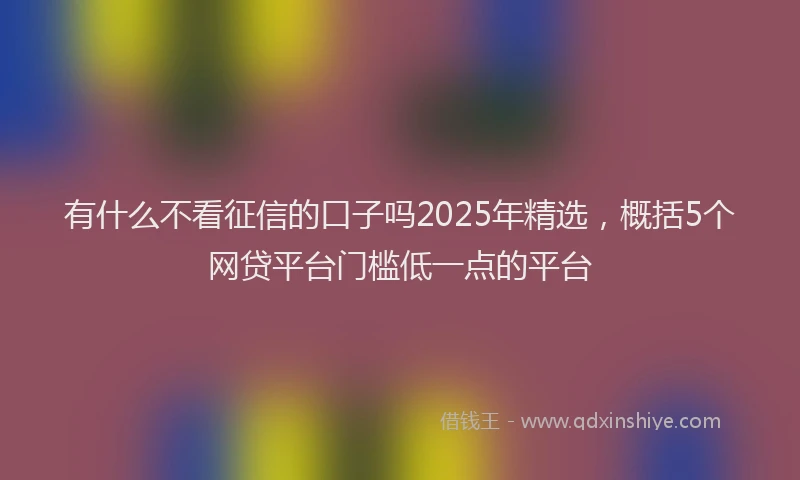 有什么不看征信的口子吗2025年精选，概括5个网贷平台门槛低一点的平台