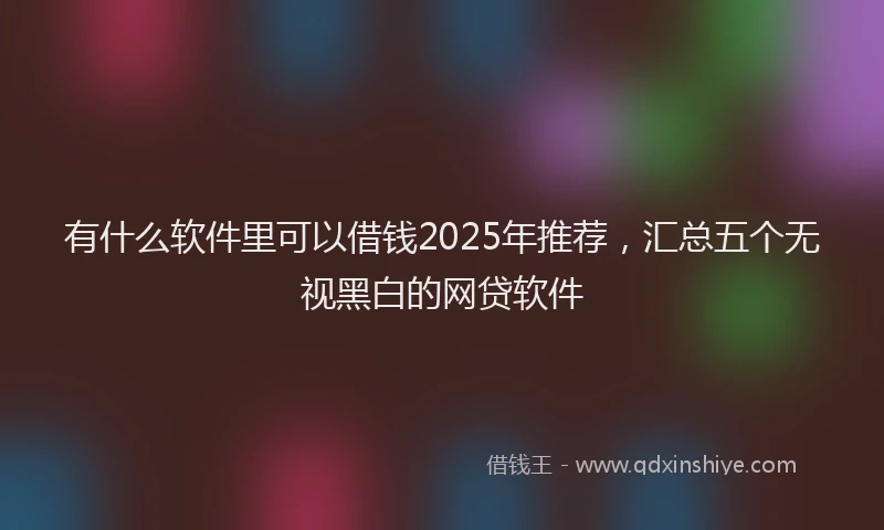 有什么软件里可以借钱2025年推荐，汇总五个无视黑白的网贷软件
