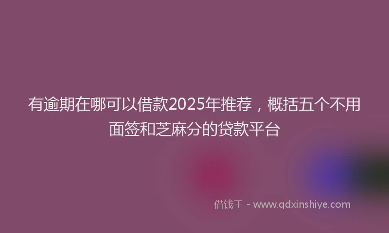 有逾期在哪可以借款2025年推荐，概括五个不用面签和芝麻分的贷款平台