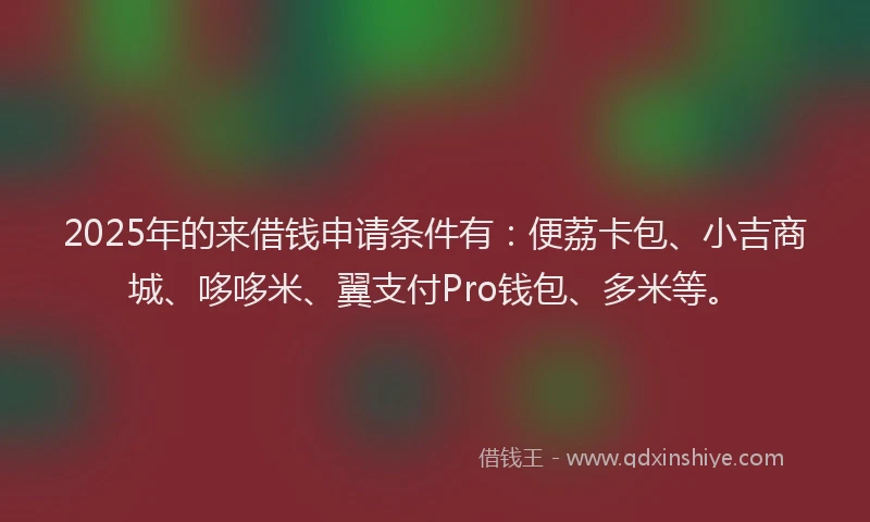 2025年的来借钱申请条件有：便荔卡包、小吉商城、哆哆米、翼支付Pro钱包、多米等。
