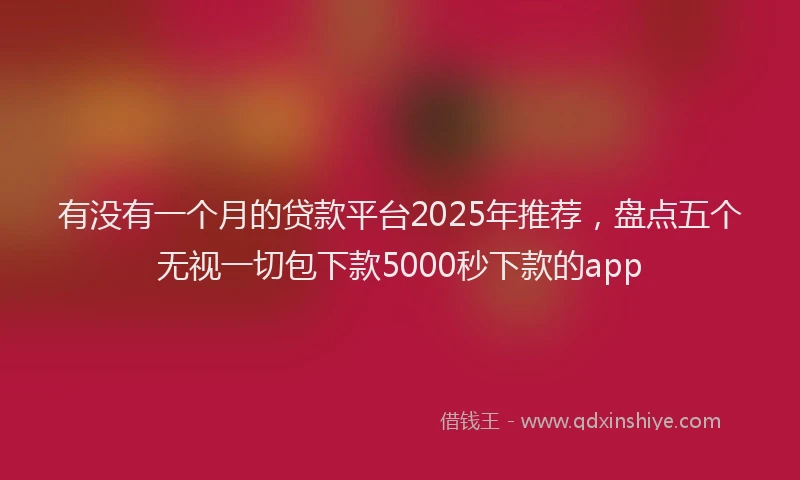 有没有一个月的贷款平台2025年推荐，盘点五个无视一切包下款5000秒下款的app