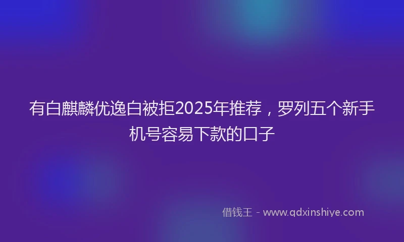 有白麒麟优逸白被拒2025年推荐，罗列五个新手机号容易下款的口子