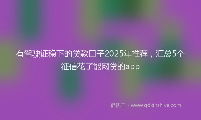 有驾驶证稳下的贷款口子2025年推荐，汇总5个征信花了能网贷的app