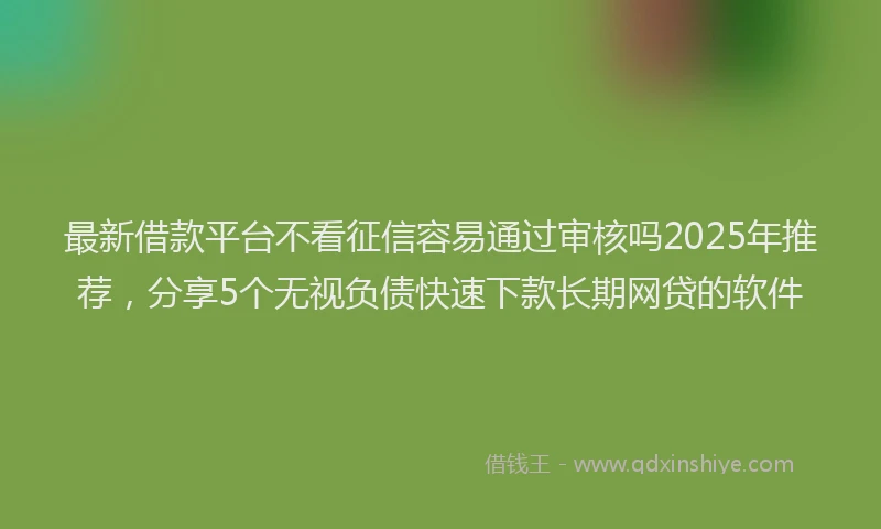最新借款平台不看征信容易通过审核吗2025年推荐，分享5个无视负债快速下款长期网贷的软件