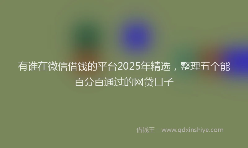 有谁在微信借钱的平台2025年精选，整理五个能百分百通过的网贷口子