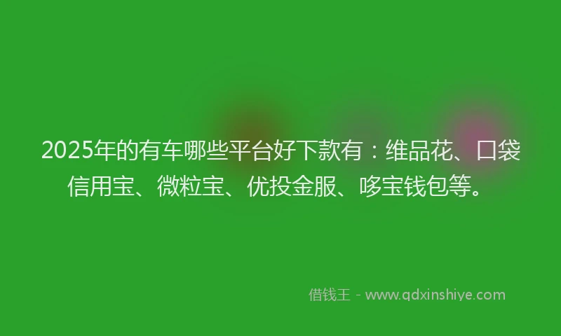 2025年的有车哪些平台好下款有：维品花、口袋信用宝、微粒宝、优投金服、哆宝钱包等。