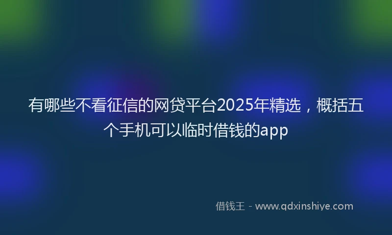 有哪些不看征信的网贷平台2025年精选，概括五个手机可以临时借钱的app