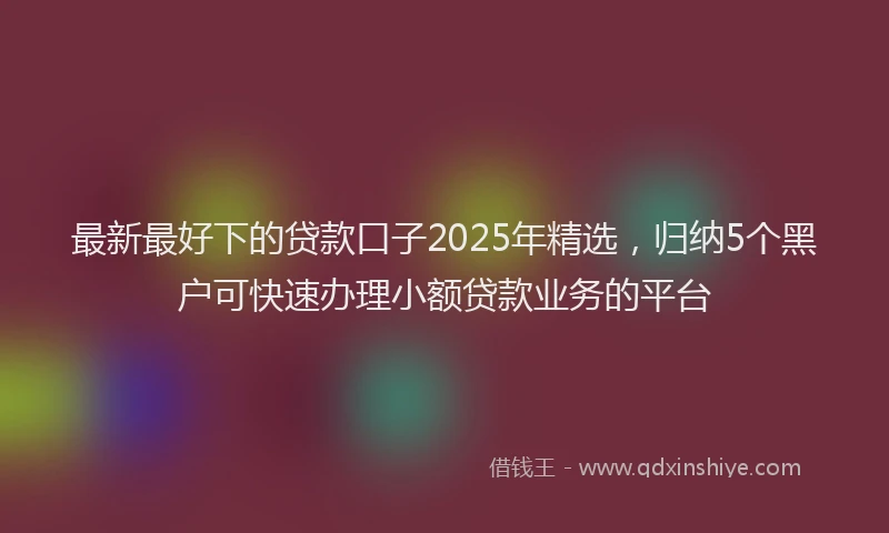 最新最好下的贷款口子2025年精选，归纳5个黑户可快速办理小额贷款业务的平台