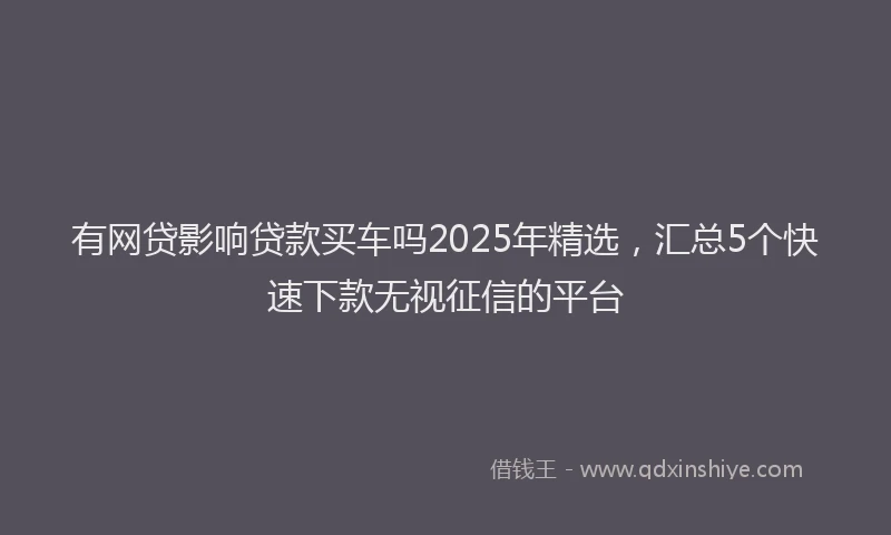 有网贷影响贷款买车吗2025年精选，汇总5个快速下款无视征信的平台