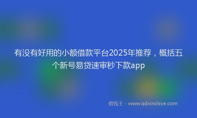 有没有好用的小额借款平台2025年推荐，概括五个新号易贷速审秒下款app