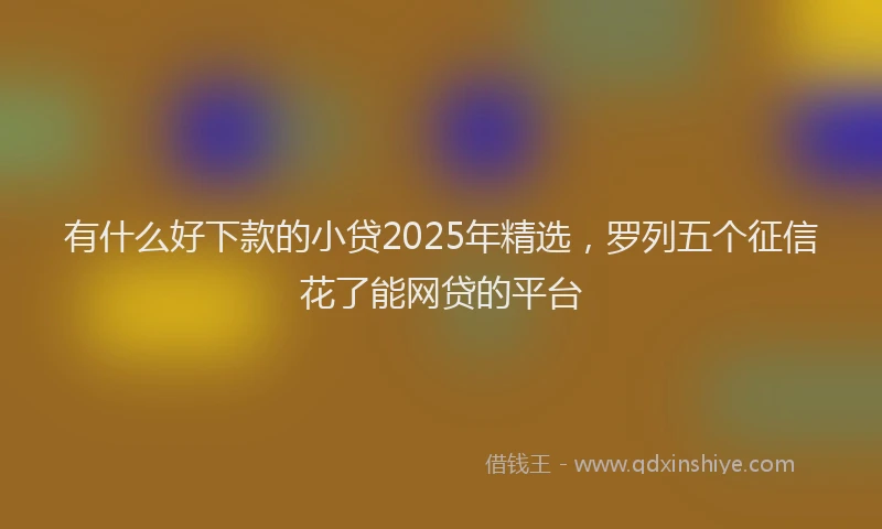 有什么好下款的小贷2025年精选，罗列五个征信花了能网贷的平台