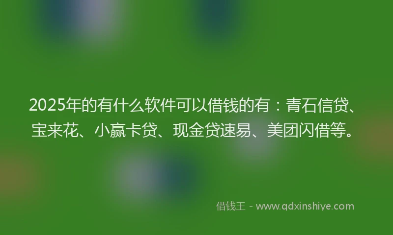 2025年的有什么软件可以借钱的有：青石信贷、宝来花、小赢卡贷、现金贷速易、美团闪借等。