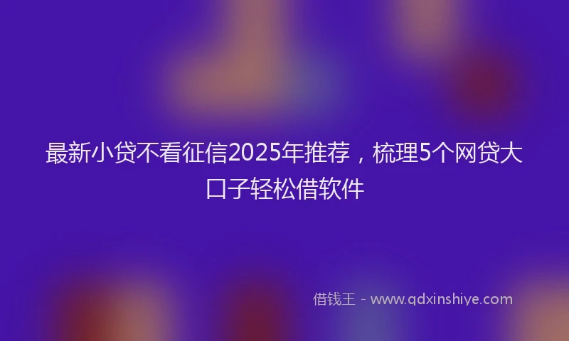 最新小贷不看征信2025年推荐，梳理5个网贷大口子轻松借软件