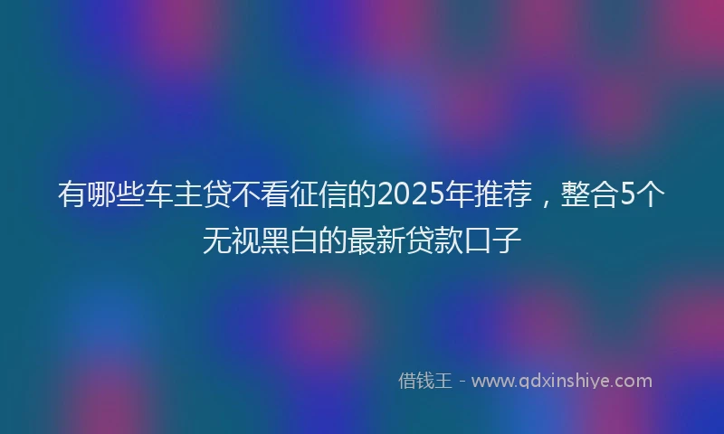 有哪些车主贷不看征信的2025年推荐，整合5个无视黑白的最新贷款口子