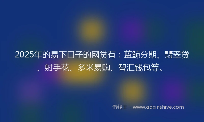 2025年的易下口子的网贷有：蓝鲸分期、翡翠贷、射手花、多米易购、智汇钱包等。