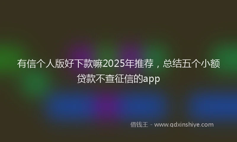 有信个人版好下款嘛2025年推荐，总结五个小额贷款不查征信的app