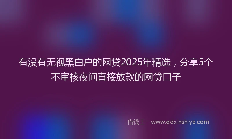 有没有无视黑白户的网贷2025年精选，分享5个不审核夜间直接放款的网贷口子