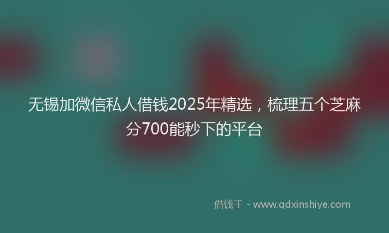 无锡加微信私人借钱2025年精选，梳理五个芝麻分700能秒下的平台