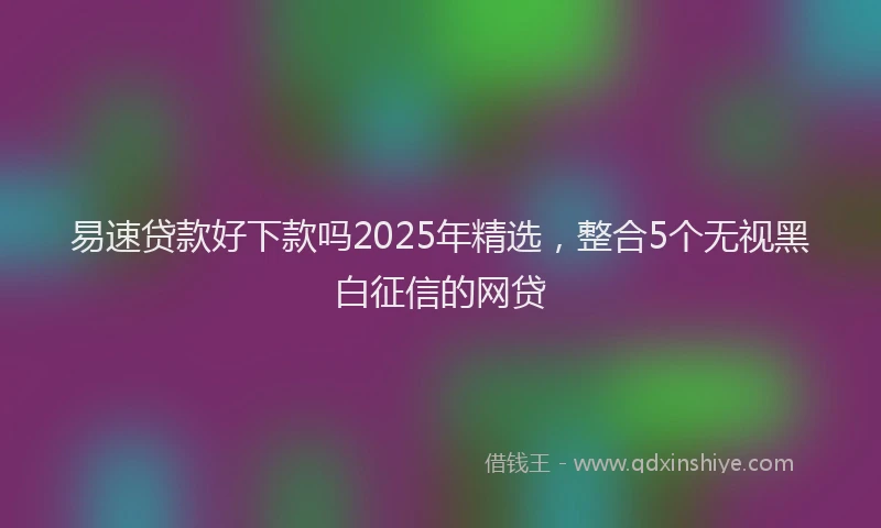 易速贷款好下款吗2025年精选，整合5个无视黑白征信的网贷