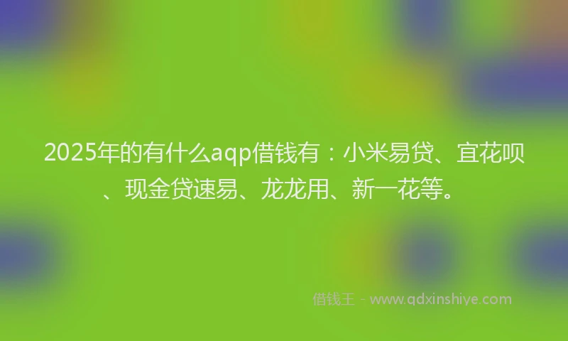 2025年的有什么aqp借钱有：小米易贷、宜花呗、现金贷速易、龙龙用、新一花等。