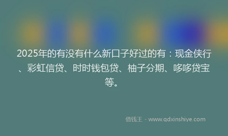 2025年的有没有什么新口子好过的有：现金侠行、彩虹信贷、时时钱包贷、柚子分期、哆哆贷宝等。
