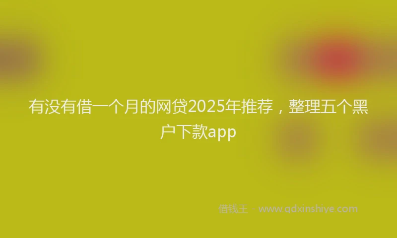 有没有借一个月的网贷2025年推荐，整理五个黑户下款app