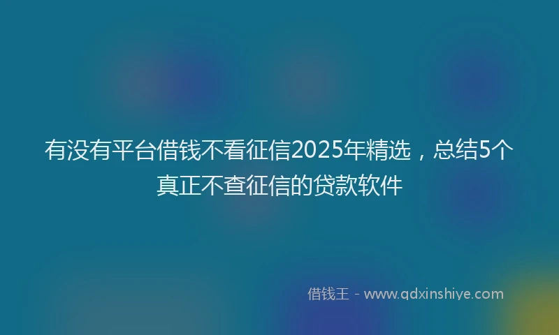 有没有平台借钱不看征信2025年精选，总结5个真正不查征信的贷款软件