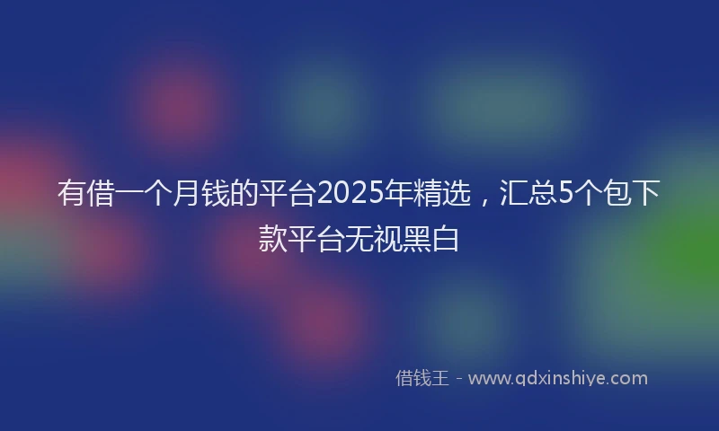 有借一个月钱的平台2025年精选，汇总5个包下款平台无视黑白