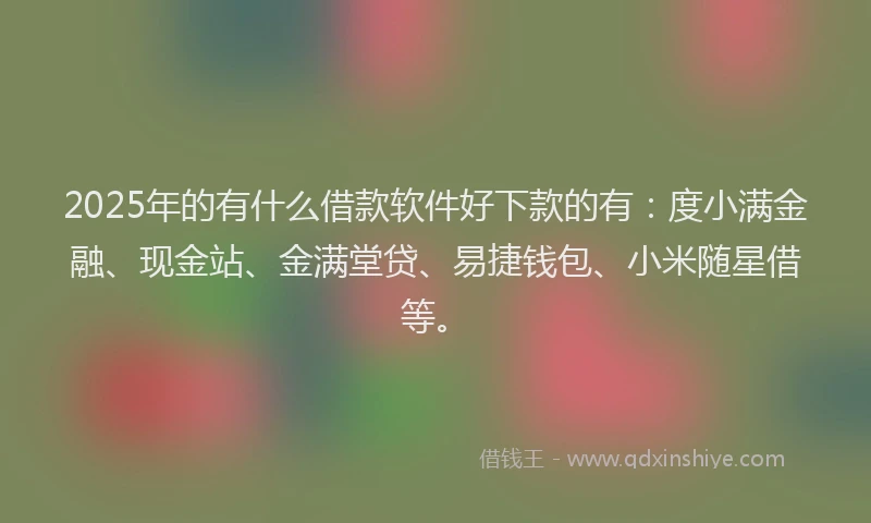 2025年的有什么借款软件好下款的有：度小满金融、现金站、金满堂贷、易捷钱包、小米随星借等。