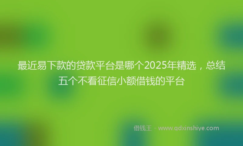 最近易下款的贷款平台是哪个2025年精选，总结五个不看征信小额借钱的平台