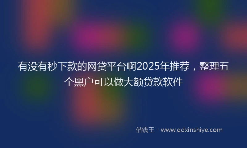 有没有秒下款的网贷平台啊2025年推荐，整理五个黑户可以做大额贷款软件
