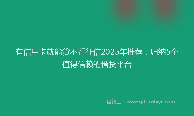 有信用卡就能贷不看征信2025年推荐，归纳5个值得信赖的借贷平台